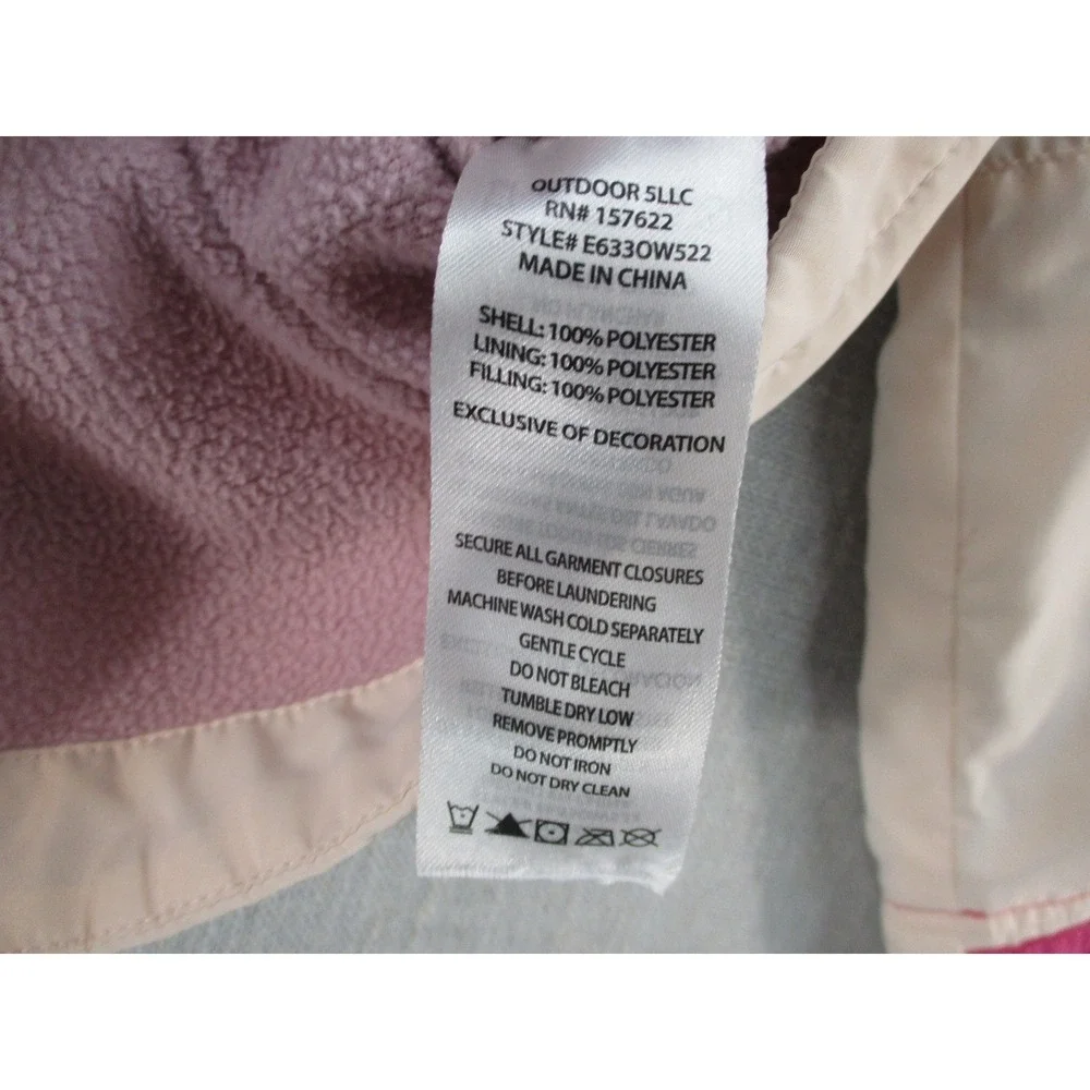 Eddie Bauer Kids Pink Cream Colorblock Hooded Fleece Lined Jacket Size 5